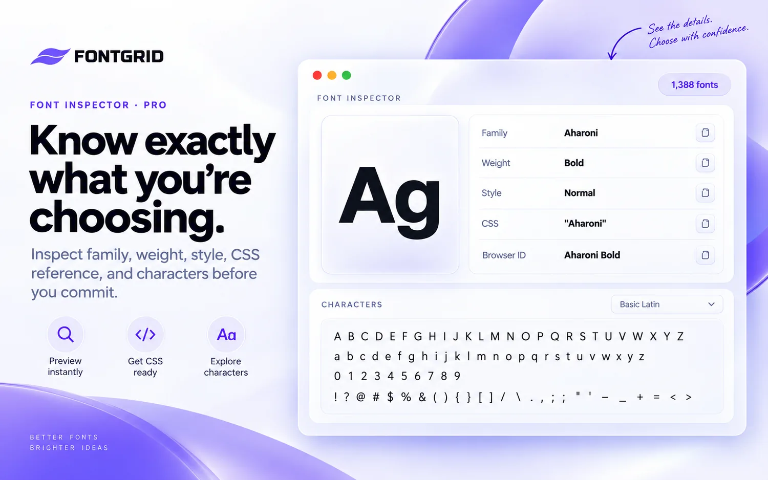 FONTGRID Font Inspector